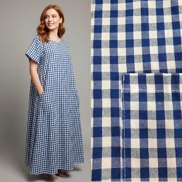 unbranded Dresses & Skirts - Vtg inspired blue gingham dress w/ big pockets